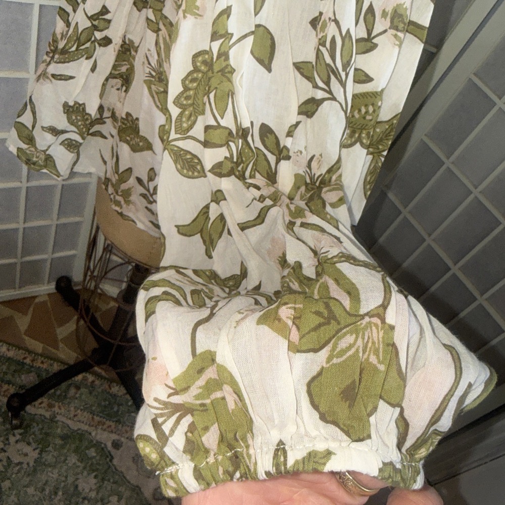 World Market Blouse Embroidered Green Floral 100% Cotton Women's Size L/XL New - Picture 13 of 15
